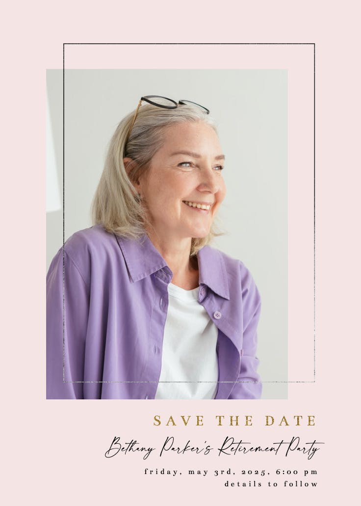 Lux Photo Frame Retirement & Farewell Party Invitation Template Greetings Island